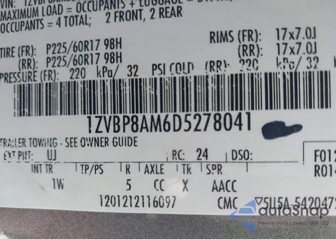 2013 Ford Mustang V6 from USA, damaged, VIN 1ZVBP8AM6D5278041